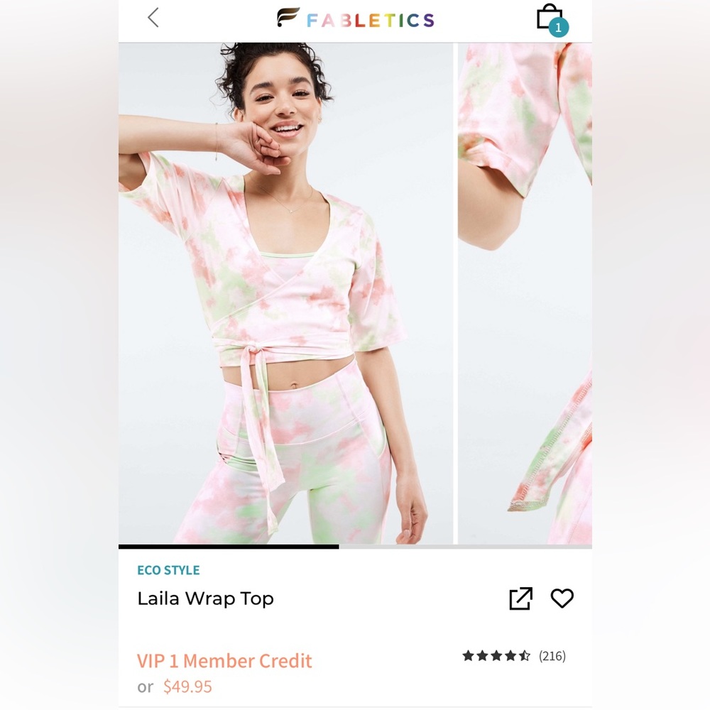 Fabletics Laila Wrap Top, size L